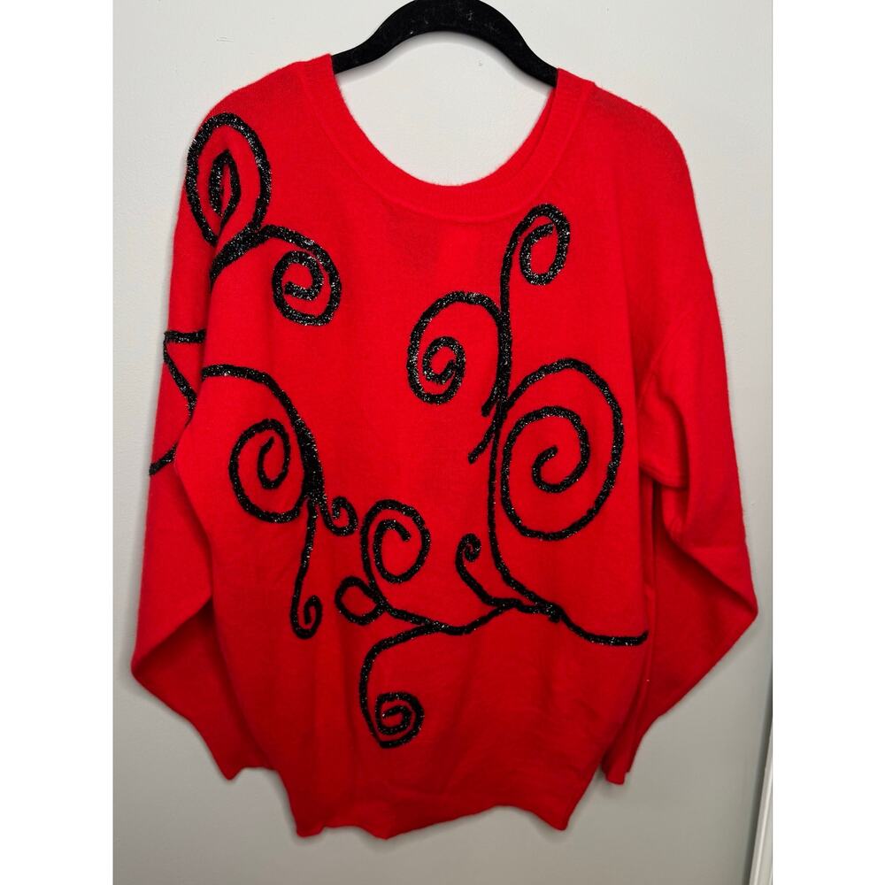 Spree International Vintage NWT Lambswool Angora Blend Red Scoop Neck Sweater M